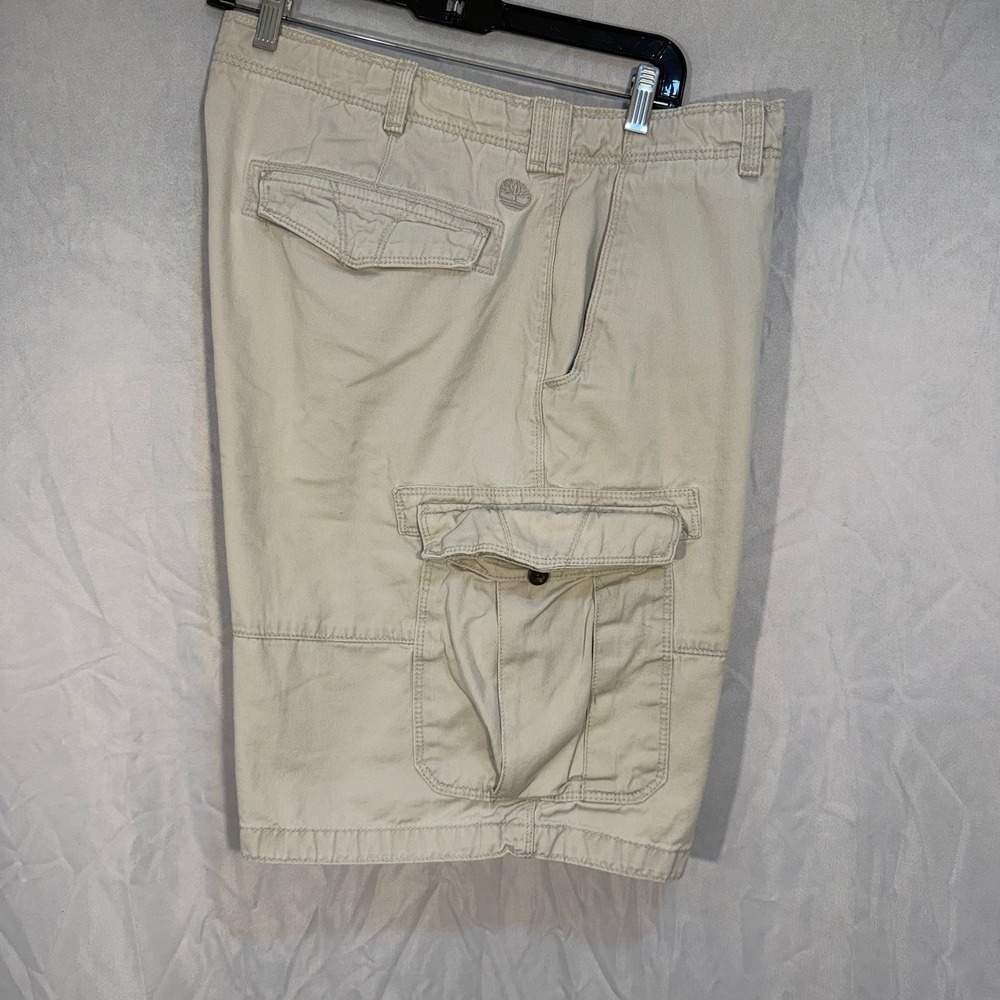 Timberland Cargo Shorts Men's‎ Size 38 Beige Flat Front Camp Hike Casual Heavy